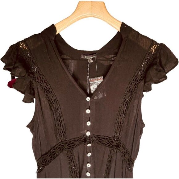 The Clothing Company x Vici | Flutter Slv V-Neck High-Lo Maxi Dress Size M | NWT - Picture 4 of 11